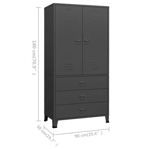 Lady Jillian -  Industrial Wardrobe Anthracite 90x50x180 cm Metal